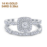 14K Gold 0.39ct Square Shape 8.5mm G SI Diamond Engagement Bridal Set Wedding Ring