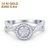 14K Gold 0.4ct Round 8mm G SI Diamond Twisted Band Engagement Wedding Ring