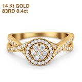 14K Gold 0.4ct Round 8mm G SI Diamond Twisted Band Engagement Wedding Ring