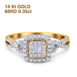 14K Gold 0.35ct Square 9mm G SI Diamond Twisted Band Engagement Wedding Ring