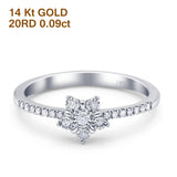 14K Gold 0.09ct Round 6mm G SI Diamond Flower Fashion Promise Ring Engagement Wedding Ring