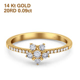 14K Gold 0.09ct Round 6mm G SI Diamond Flower Fashion Promise Ring Engagement Wedding Ring