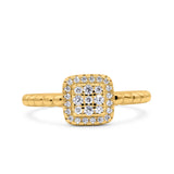 Art Deco Square Halo Wedding Engagement Bridal Ring Round Simulated Cubic Zirconia 925 Sterling Silver