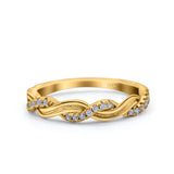 Half Eternity Rope Ring Wedding Engagement Band Pave Simulated Cubic Zirconia 925 Sterling Silver (4mm)