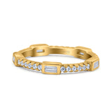 Full Eternity Ring Wedding Engagement Band Baguette Round Pave Simulated Cubic Zirconia 925 Sterling Silver (2.5mm)