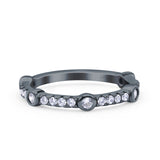 Half Eternity Ring Wedding Engagement Band Pave Simulated Cubic Zirconia 925 Sterling Silver (3mm)