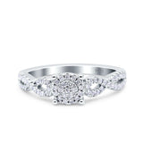 Halo Art Deco Ring Round Wedding Engagement Infinity Band Pave Simulated Cubic Zirconia 925 Sterling Silver (6mm)