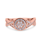 Half Eternity Halo Art Deco Ring Wedding Engagement Infinity Band Round Pave Simulated Cubic Zirconia 925 Sterling Silver