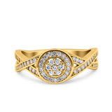 Half Eternity Halo Art Deco Ring Wedding Engagement Infinity Band Round Pave Simulated Cubic Zirconia 925 Sterling Silver