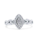 Marquise Infinity Half Eternity Ring Wedding Engagement Band Round Pave Simulated Cubic Zirconia 925 Sterling Silver