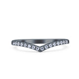 Chevron Midi Half Eternity Ring Wedding Engagement Band Round Simulated Cubic Zirconia 925 Sterling Silver