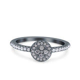 Art Deco Ring Wedding Engagement Band Round Pave Simulated Cubic Zirconia 925 Sterling Silver (7mm)