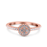 Art Deco Ring Wedding Engagement Band Round Pave Simulated Cubic Zirconia 925 Sterling Silver (7mm)