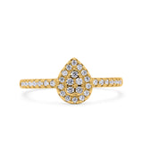 Art Deco Pear Halo Wedding Engagement Bridal Ring Round Simulated Cubic Zirconia 925 Sterling Silver