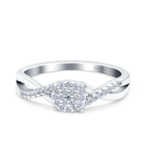 Infinity Wedding Band Engagement Ring Round Pave Simulated Cubic Zirconia 925 Sterling Silver (6mm)