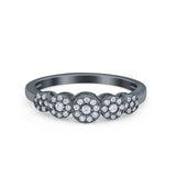 5 Flower Ring Wedding Engagement Band Round Pave Simulated Cubic Zirconia 925 Sterling Silver (5mm)