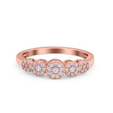 5 Flower Ring Wedding Engagement Band Round Pave Simulated Cubic Zirconia 925 Sterling Silver (5mm)