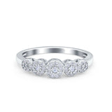5 Flower Ring Wedding Engagement Band Round Pave Simulated Cubic Zirconia 925 Sterling Silver (5mm)