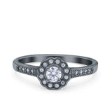 Art Deco Engagement Wedding Ring Band Round Pave Simulated Cubic Zirconia 925 Sterling Silver (6mm)