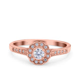 Art Deco Engagement Wedding Ring Band Round Pave Simulated Cubic Zirconia 925 Sterling Silver (6mm)