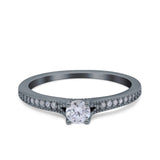 Art Deco Band Wedding Ring Round Pave Simulated Cubic Zirconia 925 Sterling Silver (4mm)