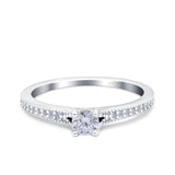 Art Deco Band Wedding Ring Round Pave Simulated Cubic Zirconia 925 Sterling Silver (4mm)