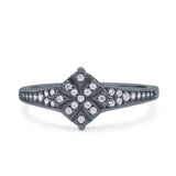 Wedding Engagement Ring Band Round Pave Simulated Cubic Zirconia 925 Sterling Silver (9mm)