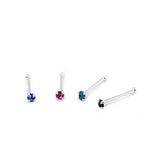 Nose Stud Color Simulated Cubic Zirconia Ball End 925 Sterling Silver -(20 Nose Studs in a Box)