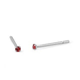 Simulated Ruby Cubic Zirconia Nose Stud 925 Sterling Silver-1.5mm