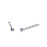 Simulated Lavender Cubic Zirconia Nose Stud 925 Sterling Silver-1.5mm