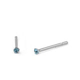 Simulated Blue Topaz Cubic Zirconia Nose Stud 925 Sterling Silver-1.5mm