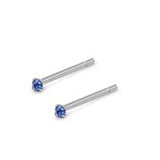 Simulated Blue Sapphire Cubic Zirconia Crystal Nose Stud 925 Sterling Silver-1.5mm