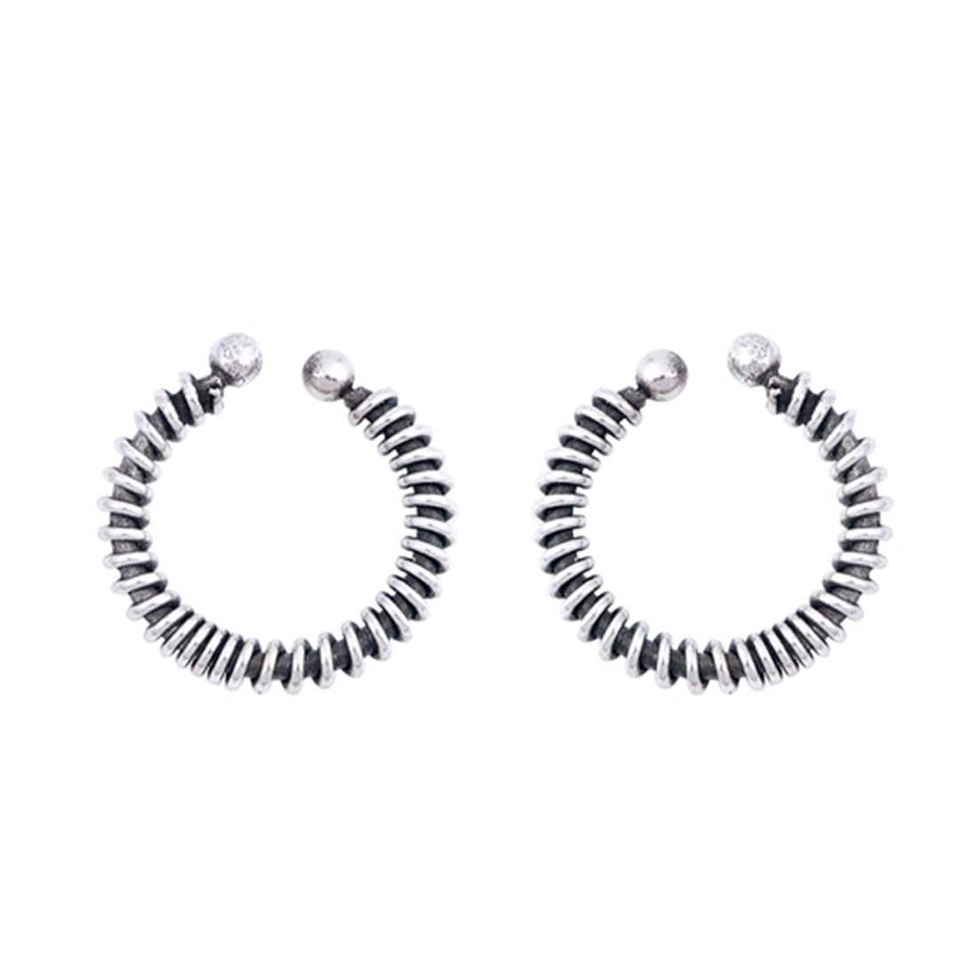 Braided Hoops for Pierced Silver Nose Stud Ring 925 Sterling Silver