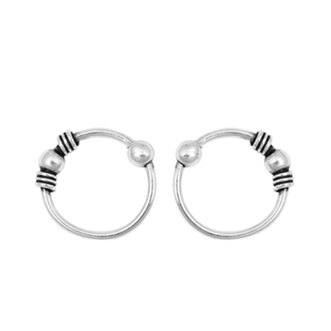 Silver Round Bali Nose Stud Ring 925 Sterling Silver-8mm