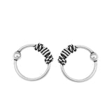 Hoop Nose Stud Ring Round Bali 925 Sterling Silver for Women -8mm