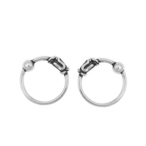 Silver Hoop Nose Stud Ring Bali Round 925 Sterling Silver