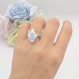 Art Deco Halo Marquise Natural Aquamarine Engagement Ring