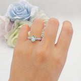 Hidden Halo Twisted Rope Oval Natural Green Amethyst Prasiolite Engagement Ring