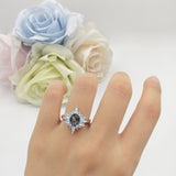 Vintage Style Halo Oval Natural Rutilated Quartz Engagement Ring