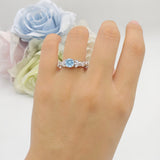Vintage Floral Leaf Style Round Natural Aquamarine Engagement Ring