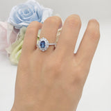 Vintage Style Oval Lab Alexandrite Halo Engagement Ring