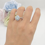 Vintage Style Oval Natural Green Amethyst Prasiolite Halo Engagement Ring