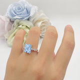 Art Deco Vintage Emerald Cut Natural Aquamarine Engagement Ring
