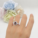 Halo Art Deco Oval Natural Chocolate Brown Smoky Quartz Engagement Ring