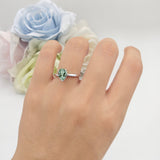 Teardrop Pear Hidden Halo Natural Green Amethyst Prasiolite Engagement Ring