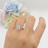 Hidden Halo Twisted Rope Emerald Cut Natural Aquamarine Engagement Ring
