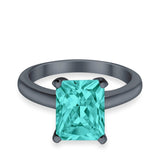 Solitaire Engagement Ring Radiant Simulated Cubic Zirconia 925 Sterling Silver