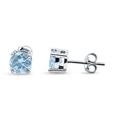 Solitaire Stud Earring Round Cubic Zirconia 925 Sterling Silver