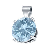 Round Simulated Cubic Zirconia Charm Pendant 925 Sterling Silver (8mm)