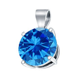 Round Simulated Cubic Zirconia Charm Pendant 925 Sterling Silver (8mm)